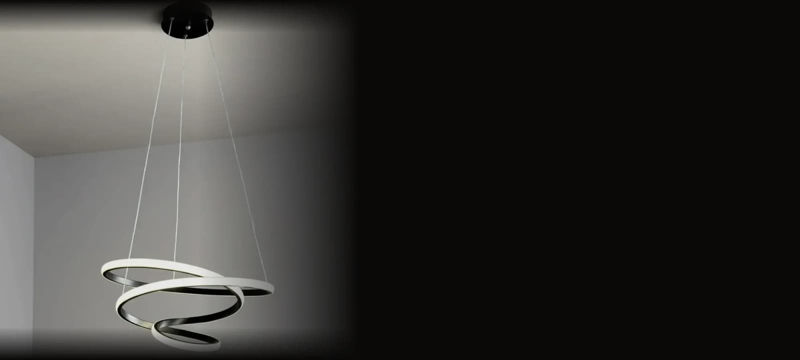 لوستر مدرن سه حلقه اسپیرال، روشن